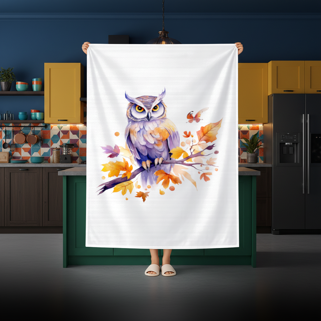 Whimsical Autumn Owl and Butterfly Rectangular Tablecloth