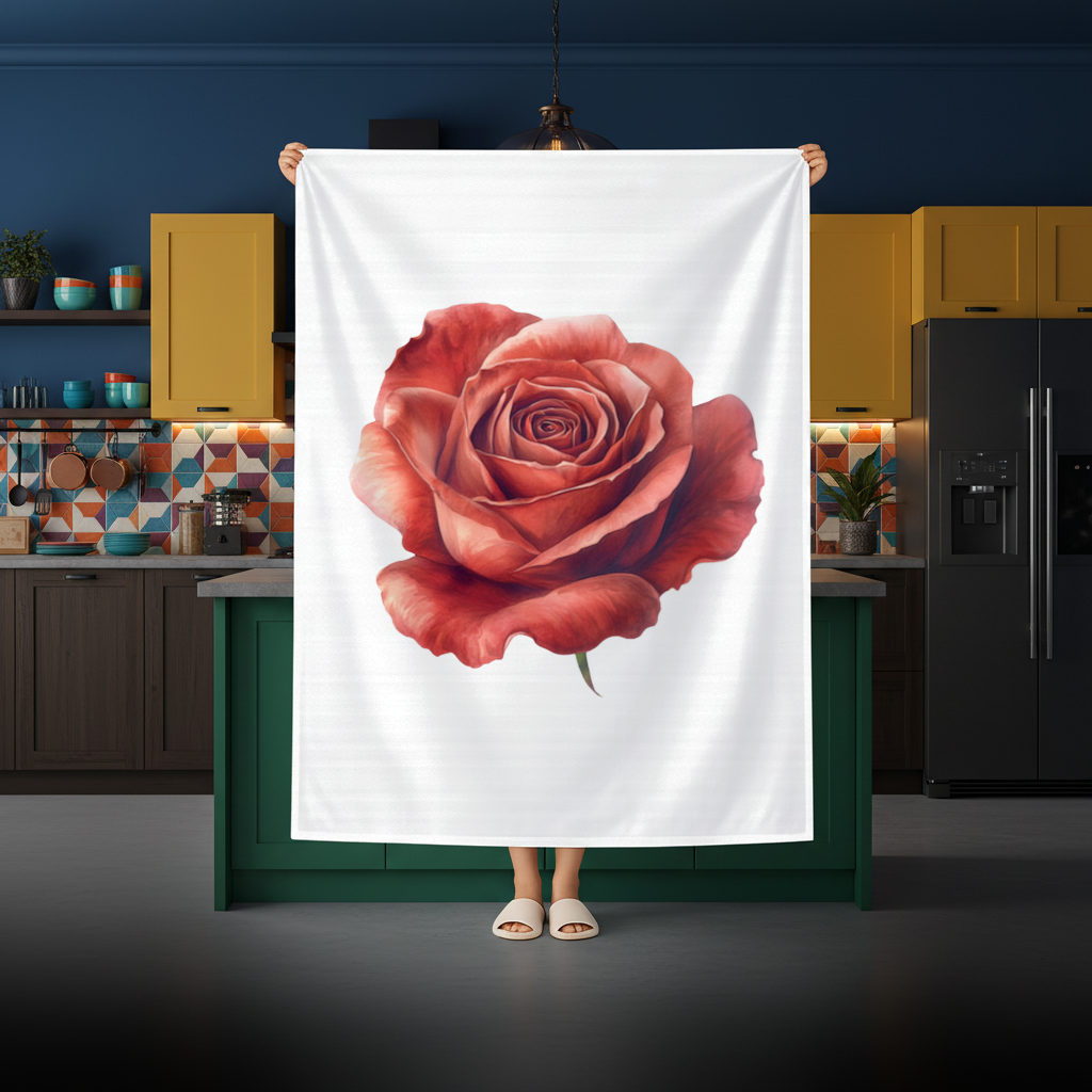 Crimson Red Rose Rectangular Tablecloth