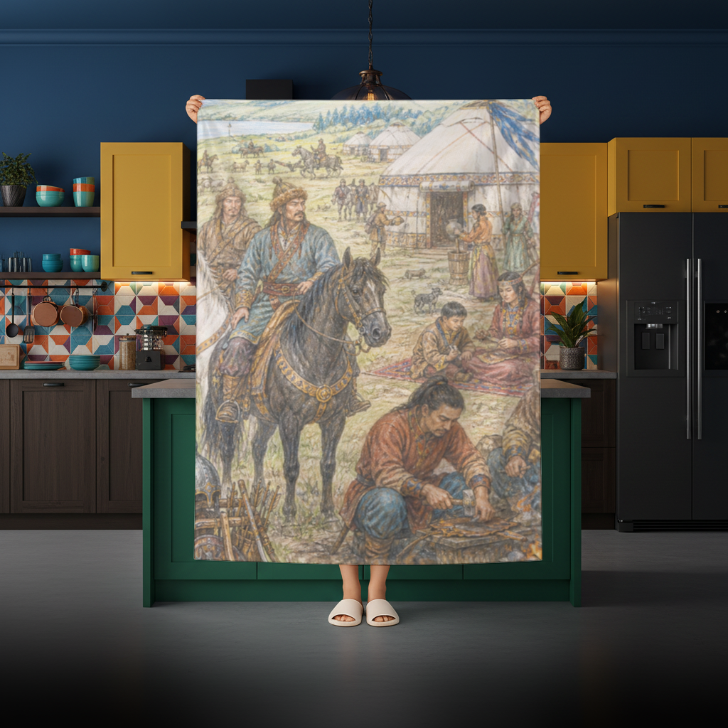 Blacksmiths of the Steppe Ancient Nomadic Camp Art Rectangular Tablecloth