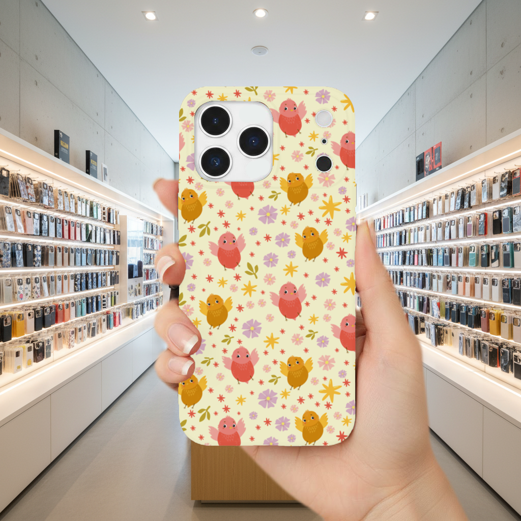 Cute Birds and Floral Pastel Spring Pattern Illustration iPhone 17 Pro Max Case