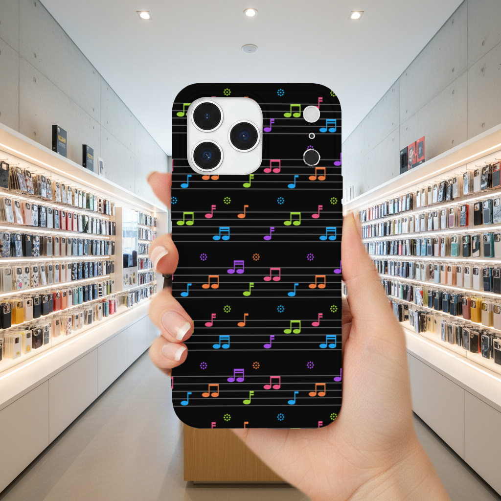 Vibrant Neon Music Notes and Rhythm Seamless Pattern iPhone 17 Pro Max Case