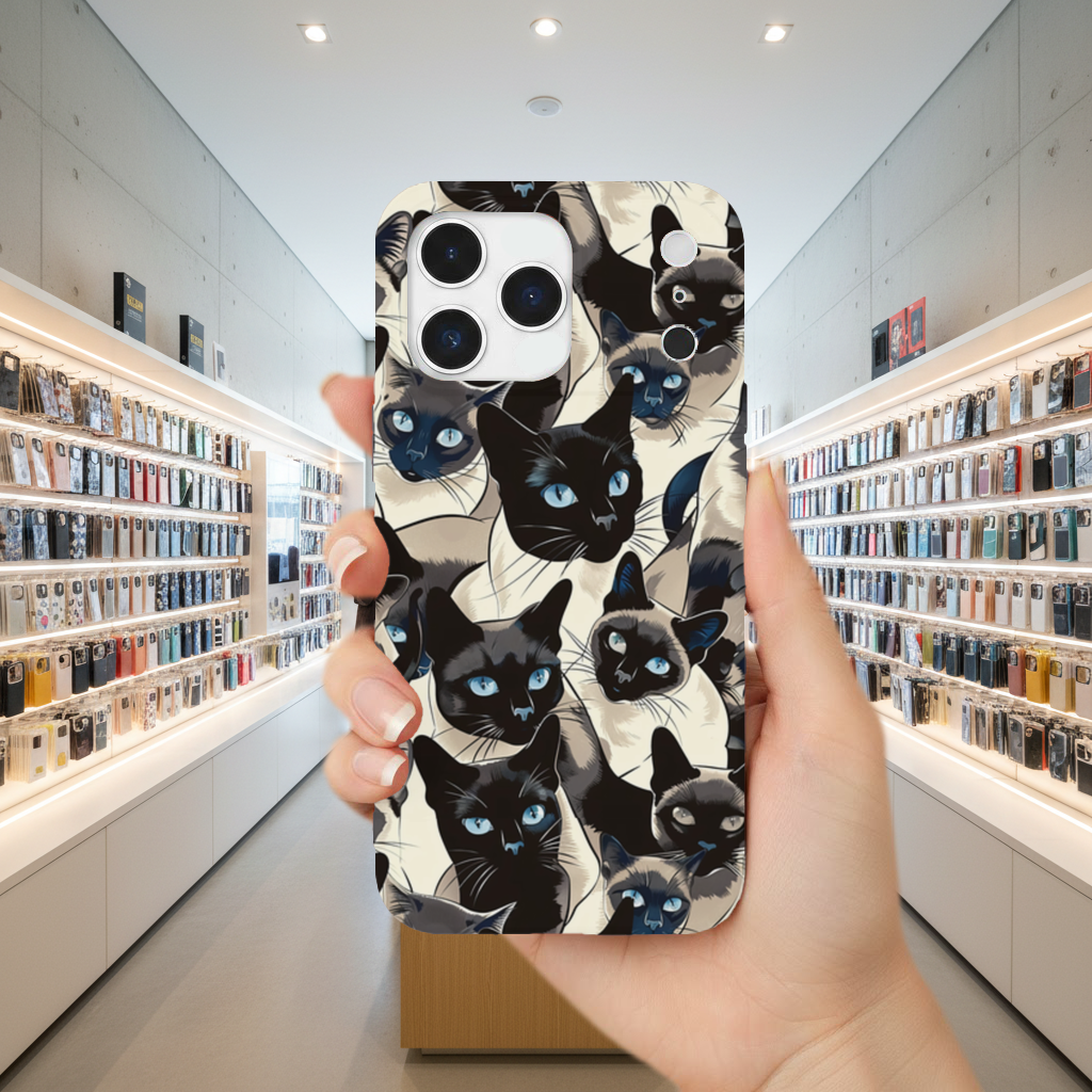 Blue Eyed Siamese Cat Elegant Illustration Pattern iPhone 17 Pro Max Case