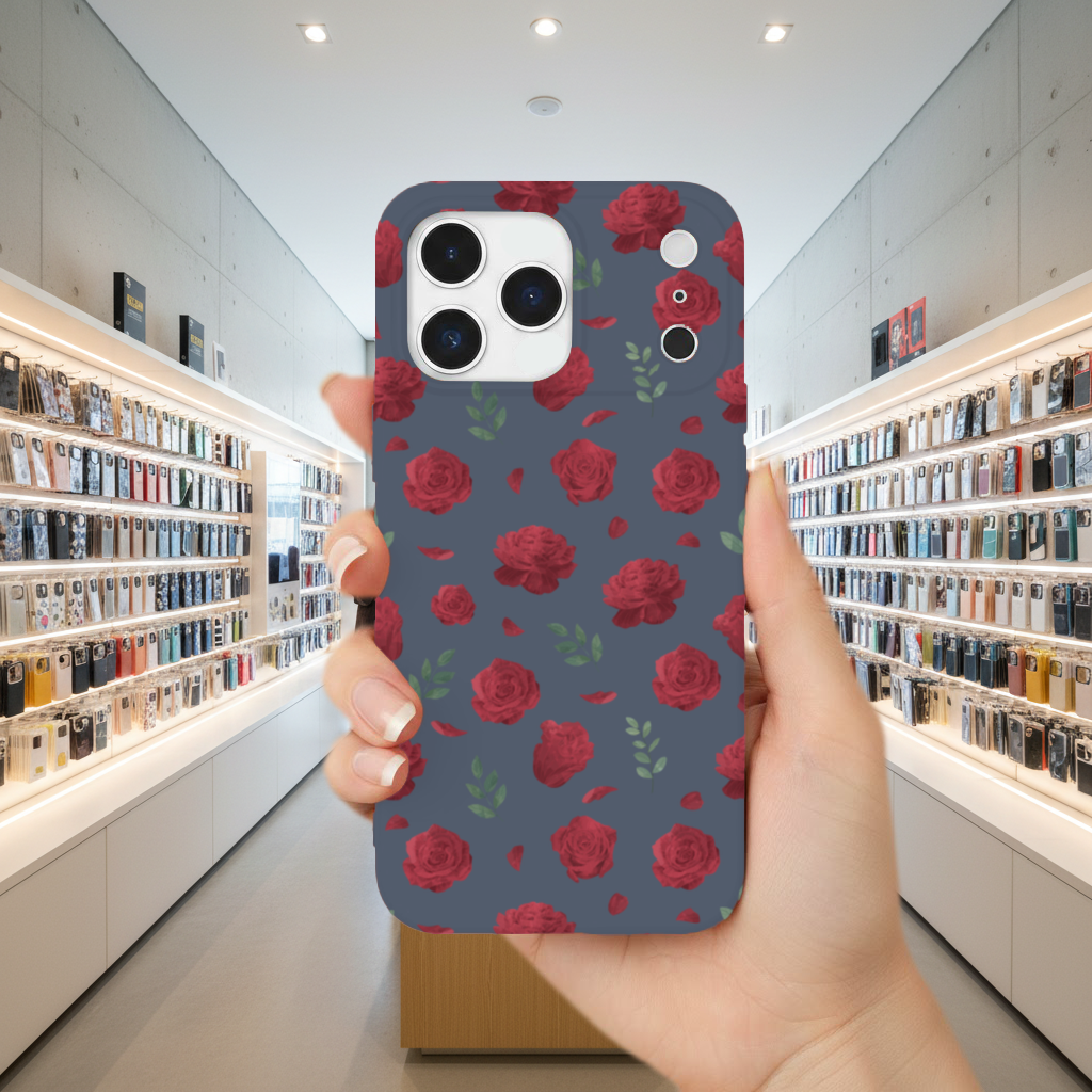 Red Rose and Leaf Romantic Seamless Pattern iPhone 17 Pro Max Case