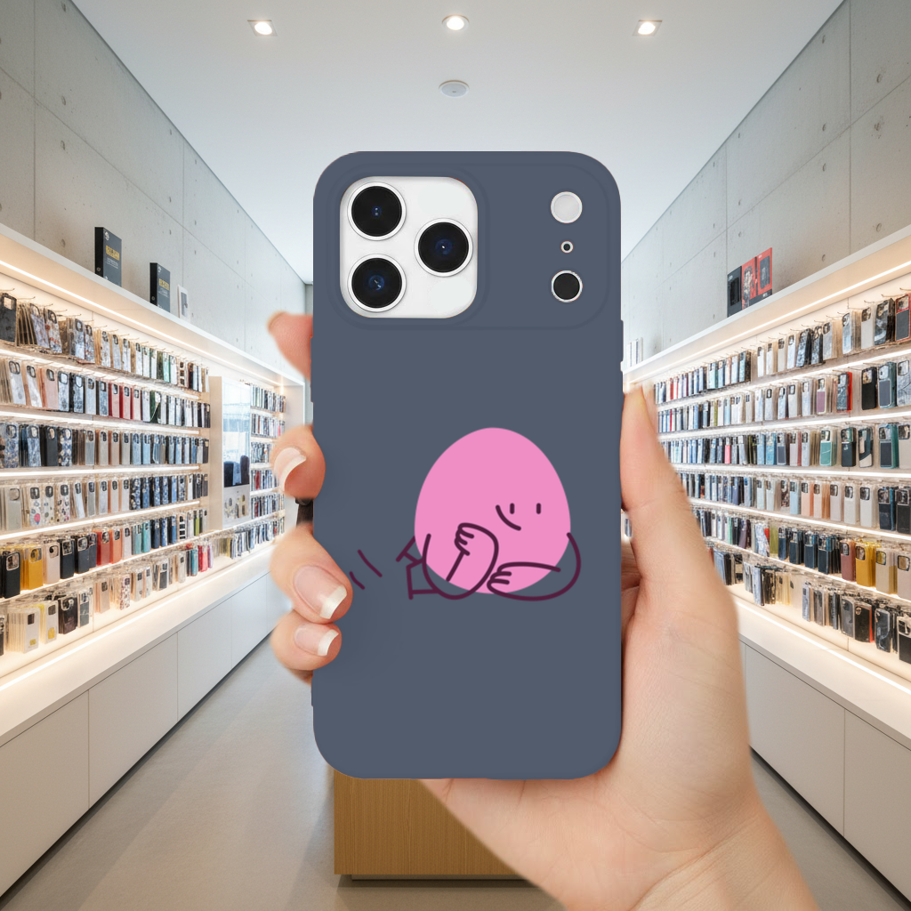 Cute Pink Lying Character Illustration iPhone 17 Pro Max Case