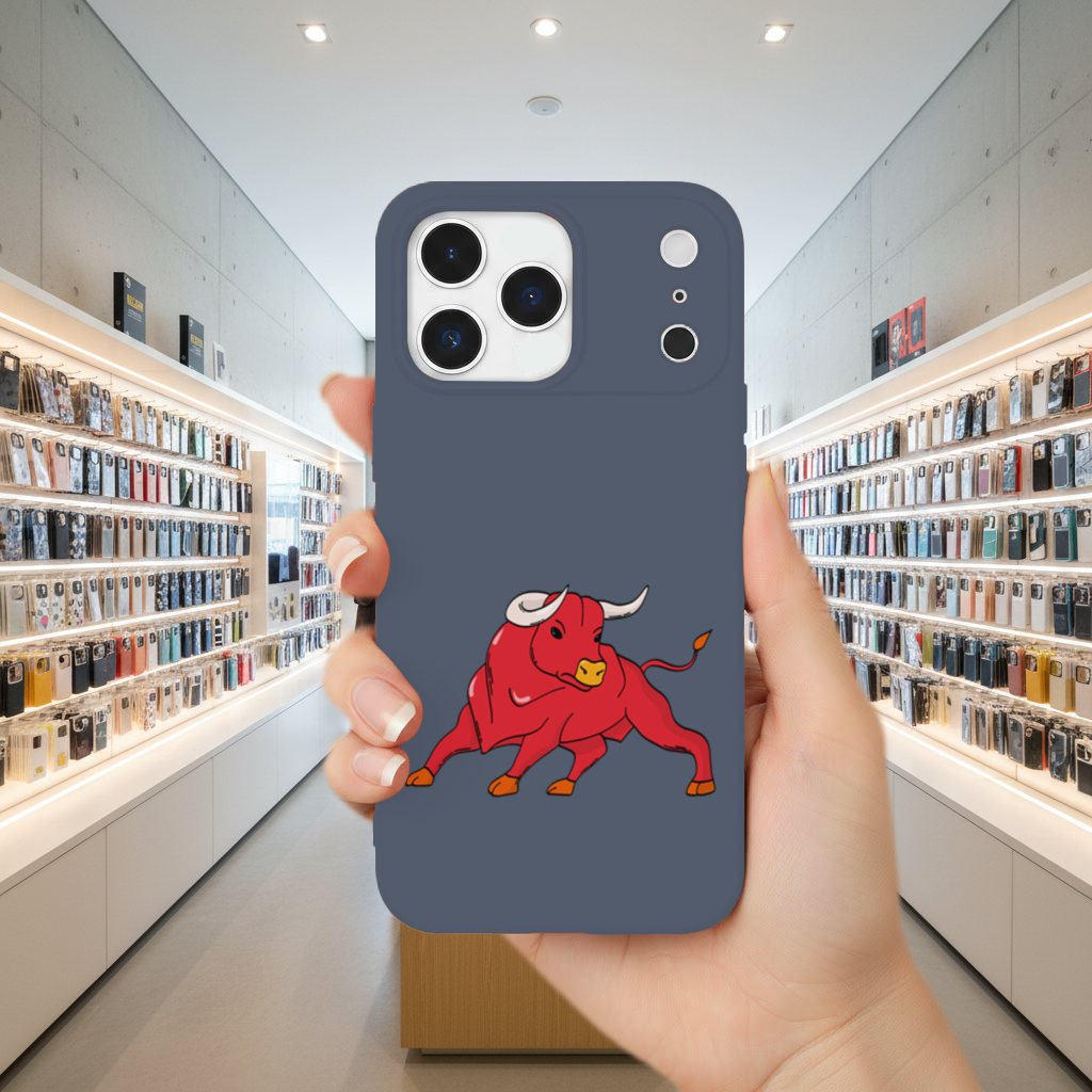 İspanyol Boğası Kırmızı Matador Tarzı Güçlü Boğa İllüstrasyonu iPhone 17 Pro Max Kılıfı