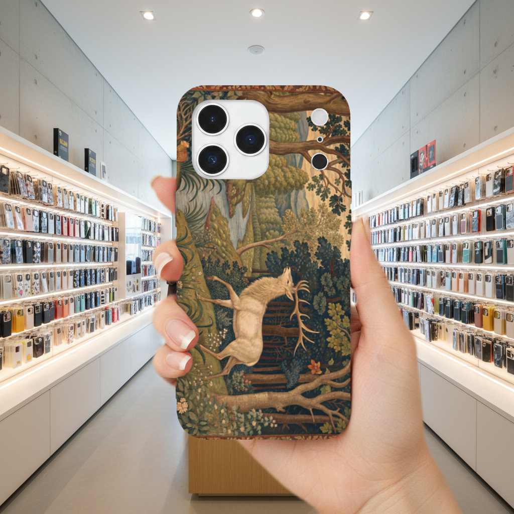 Noble Deer in Forest Landscape Classic Art Illustration iPhone 17 Pro Max Case
