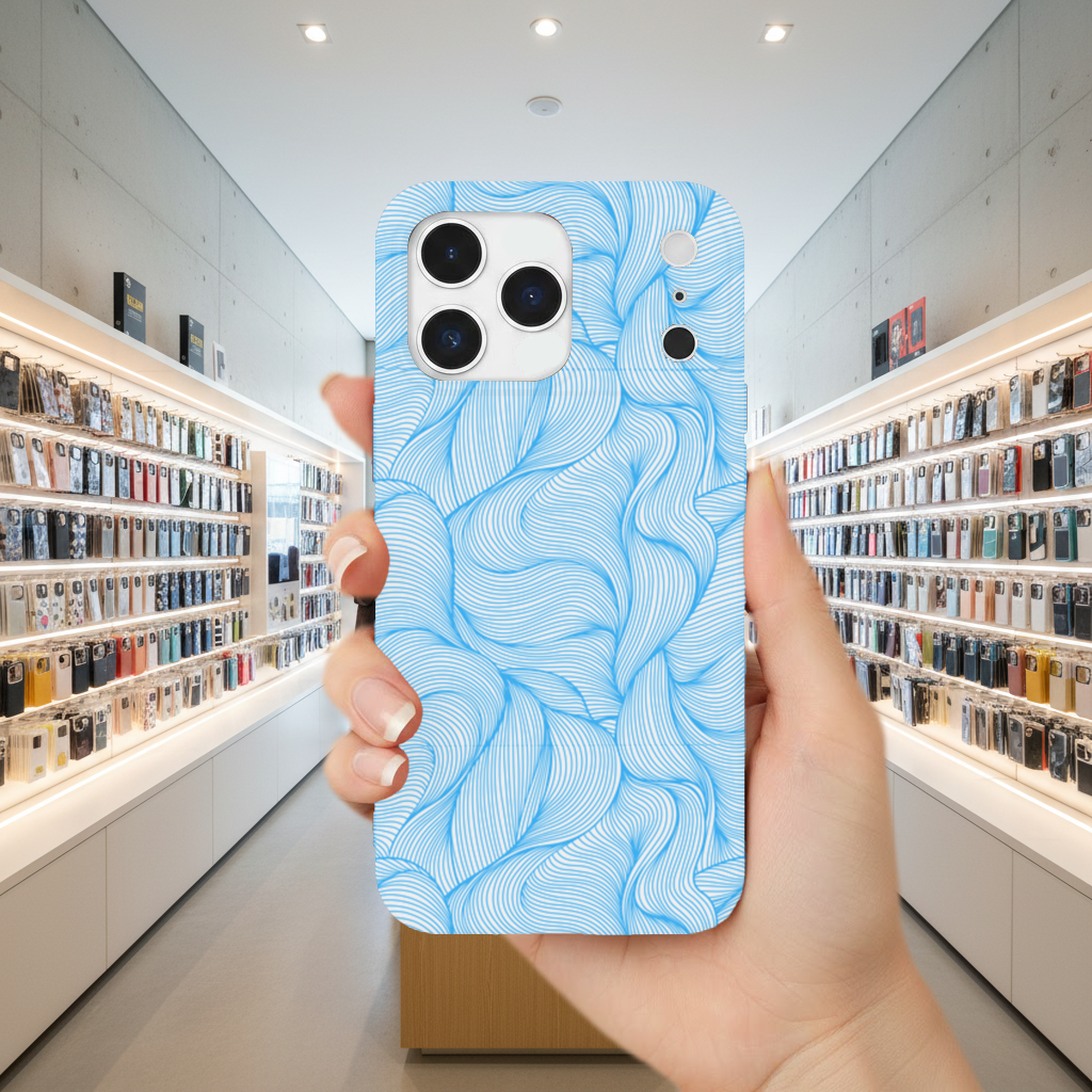 Blue Wavy Linear Abstract Pattern iPhone 17 Pro Max Case