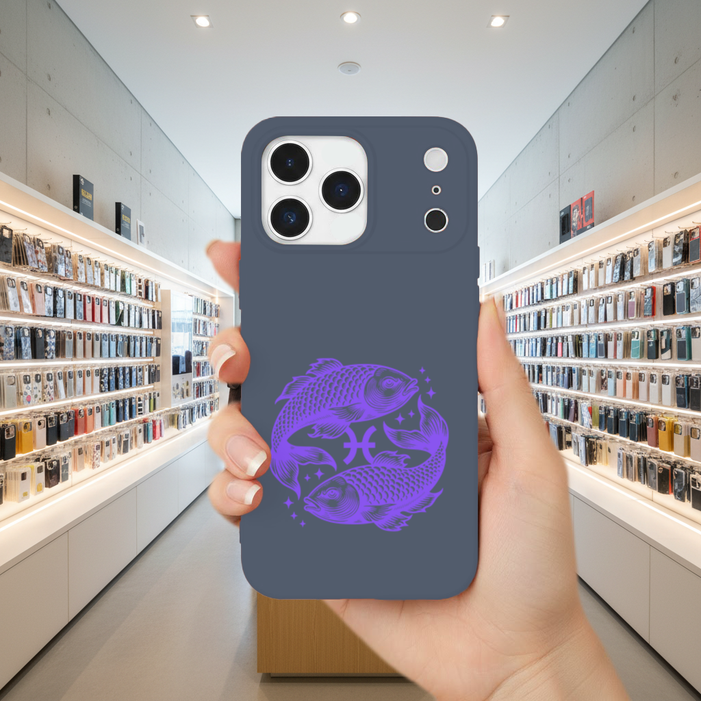 Pisces Zodiac Symbol with Purple Fish Art iPhone 17 Pro Max Case