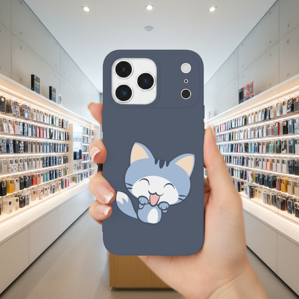 Kawaii Blue Cat iPhone 17 Pro Max Case