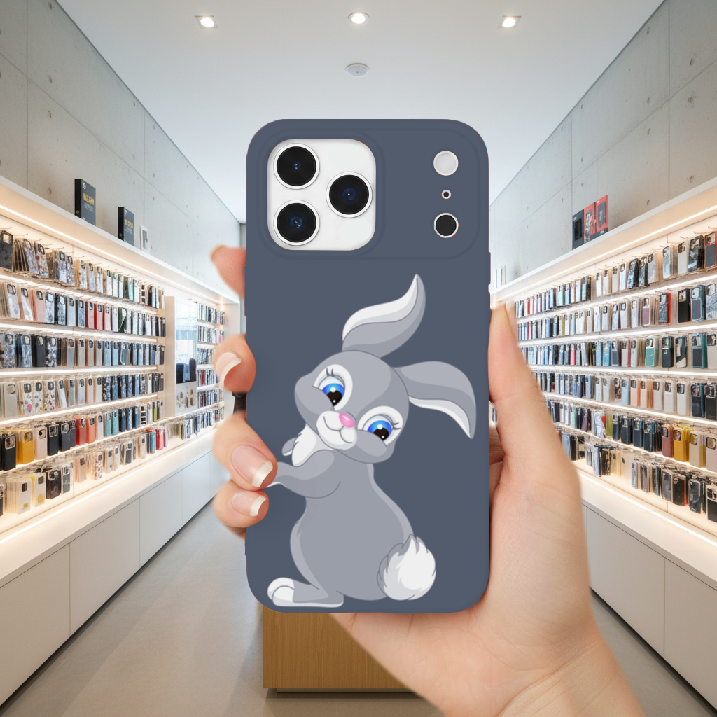 Sevimli Gri Tavşan iPhone 17 Pro Max Kılıfı