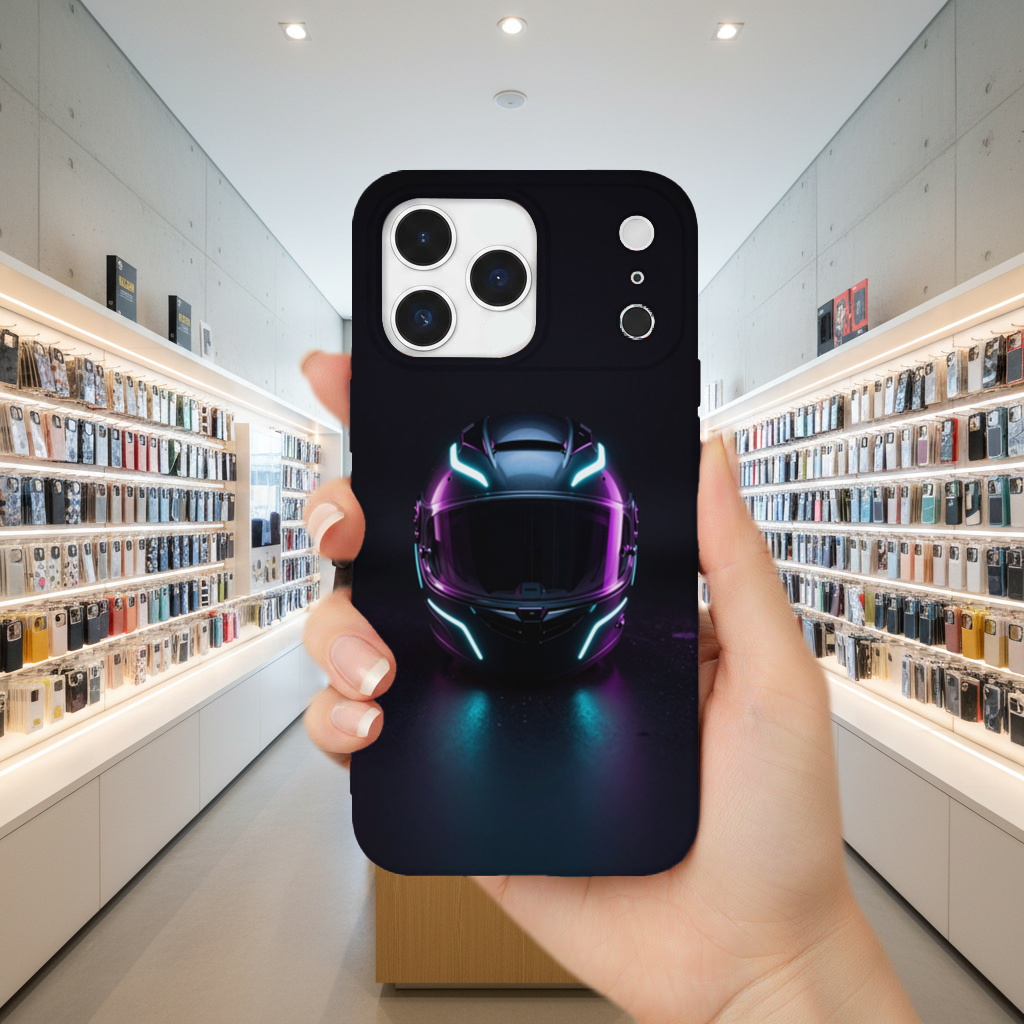 Minimalist Full Face Motorcycle Helmet iPhone 17 Pro Max Case