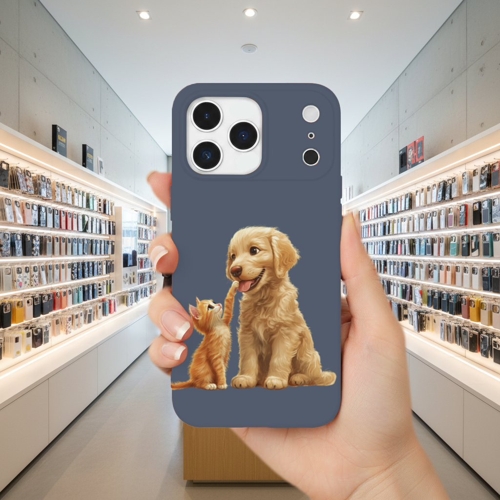 Altın Retriever ve Yavru Kedi Dostluğu iPhone 17 Pro Max Kılıfı