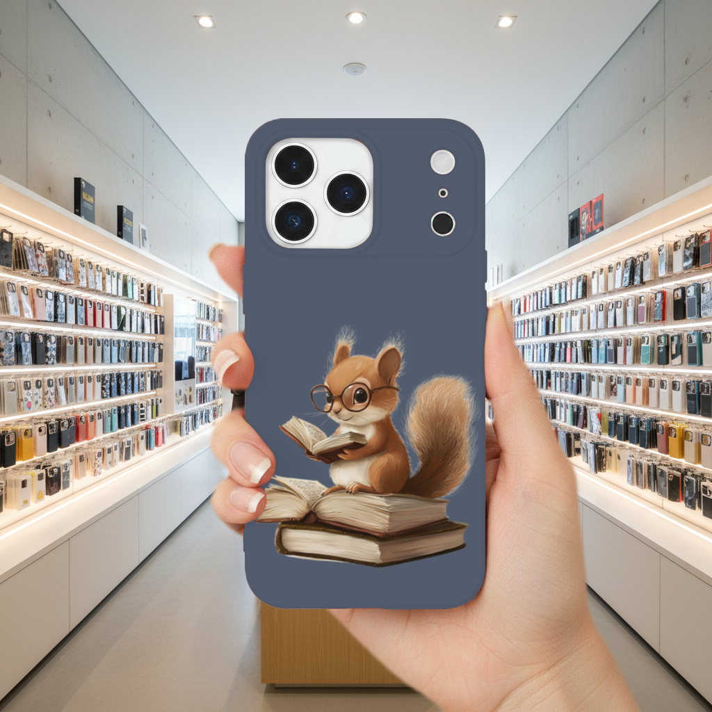 Scholarly Squirrel Reading on Book Stack iPhone 17 Pro Max Case