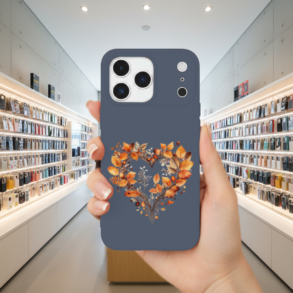 Turuncu Sonbahar Yaprakları Kalbi iPhone 17 Pro Max Kılıfı