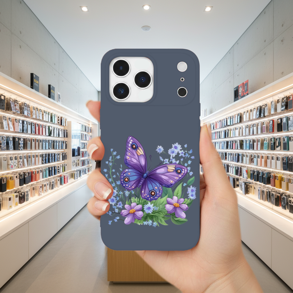 Cottagecore Purple Butterfly Floral iPhone 17 Pro Max Case