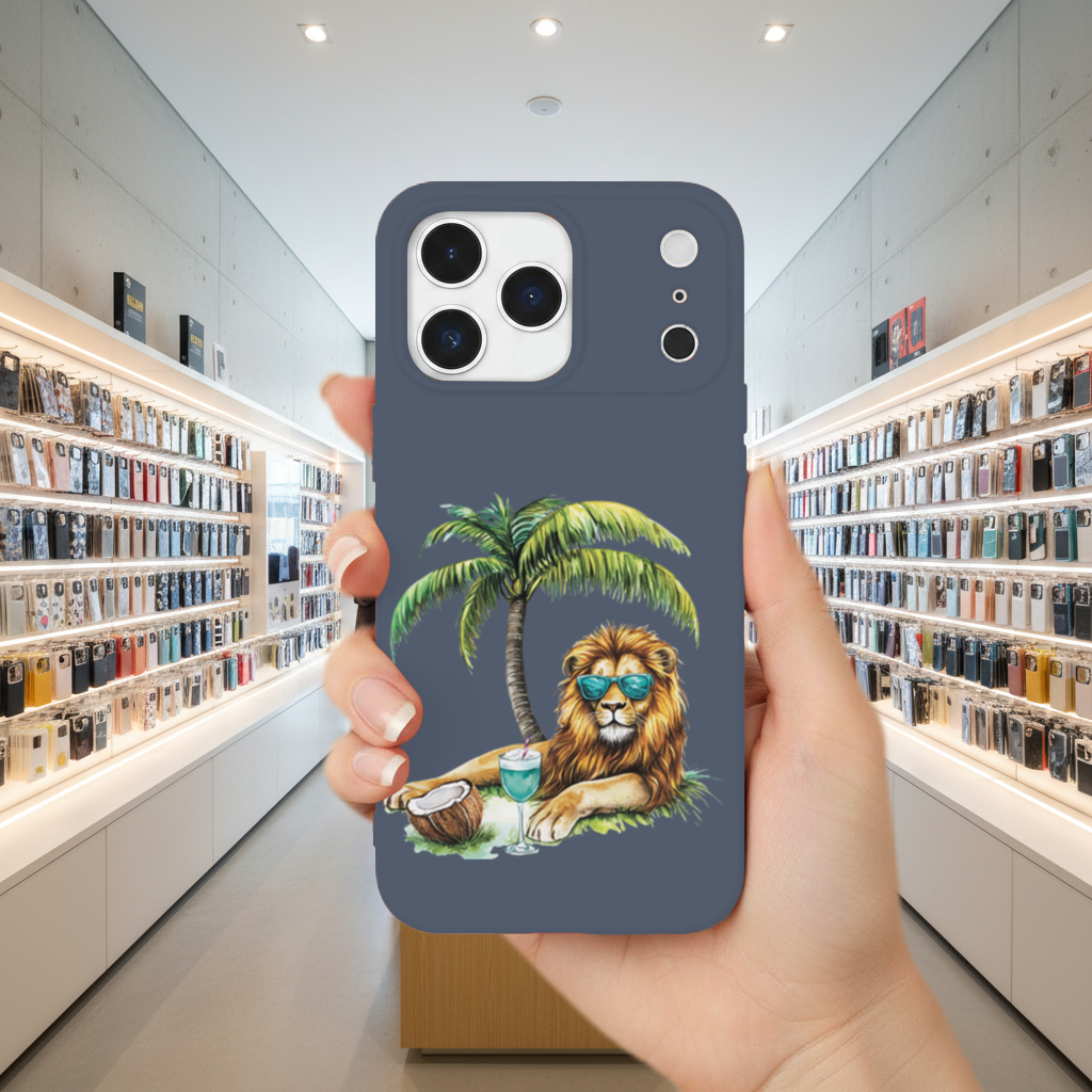 Summer Vibe Lion Under Palm Tree iPhone 17 Pro Max Case