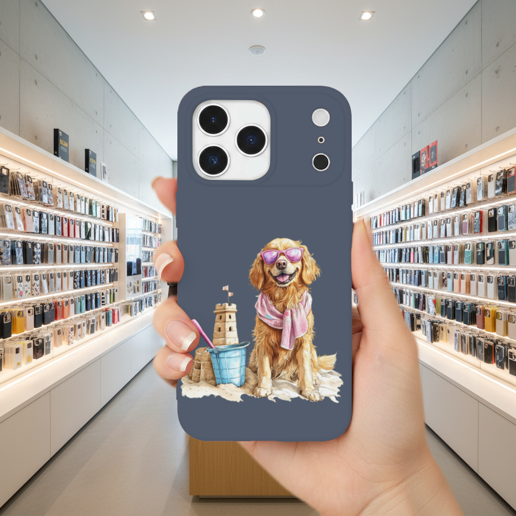 Beach Golden Retriever Pink Sunglasses iPhone 17 Pro Max Case