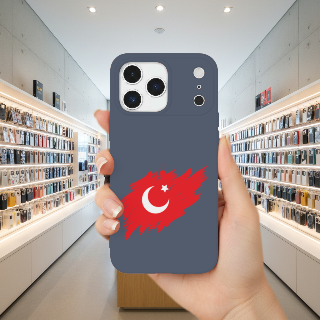 Brushstroke Turkish Flag Crescent Moon iPhone 17 Pro Max Case