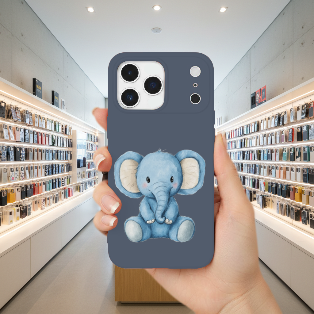 Cute Blue Watercolor Baby Elephant iPhone 17 Pro Max Case