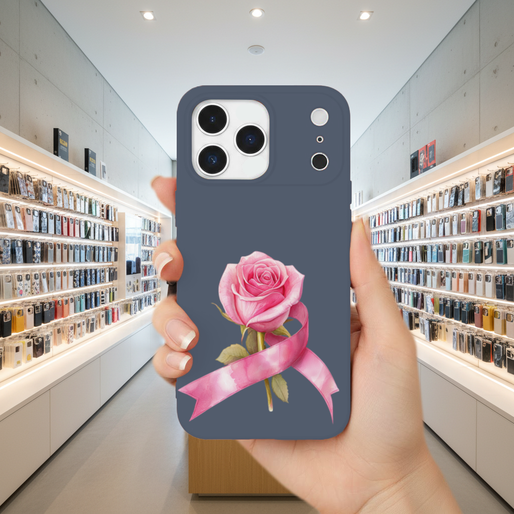 Breast Cancer Awareness Pink Rose iPhone 17 Pro Max Case