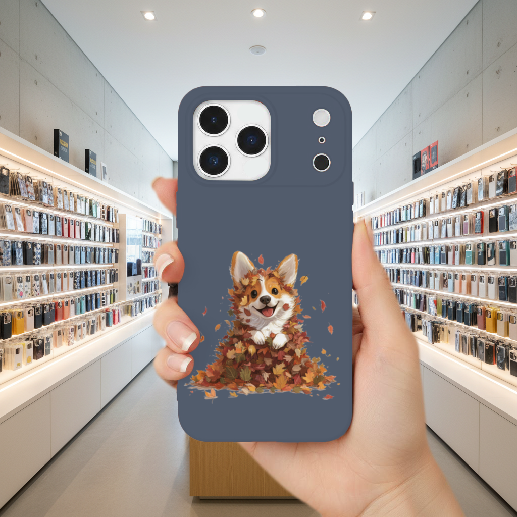Happy Corgi Puppy in Fall Leaves iPhone 17 Pro Max Case