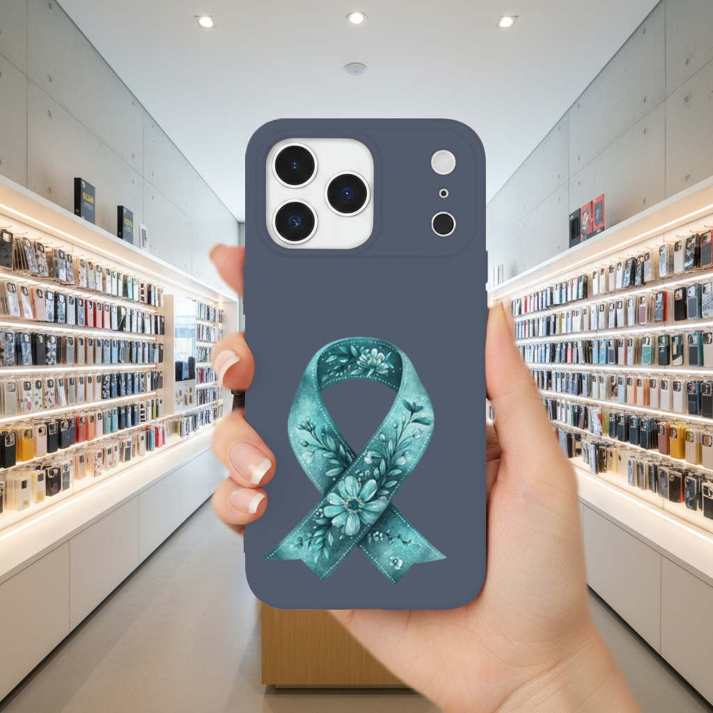 Floral Teal Awareness Ribbon iPhone 17 Pro Max Case