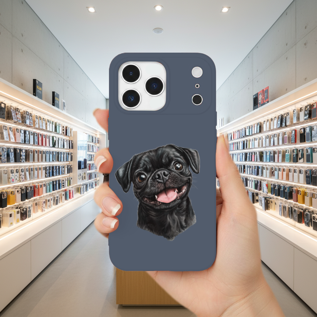 Gülümseyen Siyah Pug Köpek iPhone 17 Pro Max Kılıfı