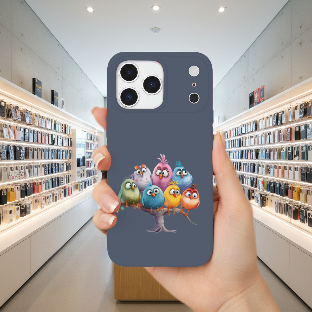 Whimsical Colorful Birds on Branch iPhone 17 Pro Max Case