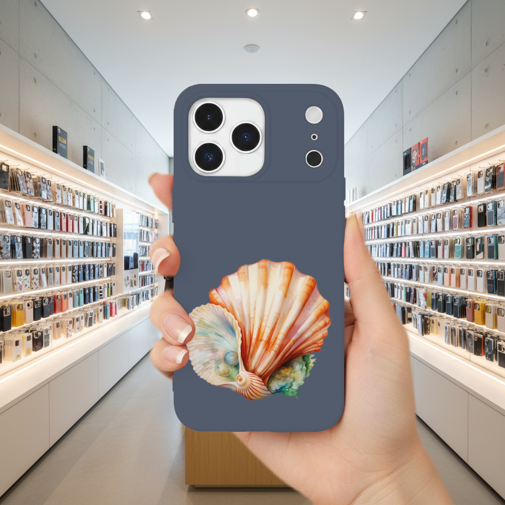 Iridescent Pearls in Orange Scallop Seashell iPhone 17 Pro Max Case