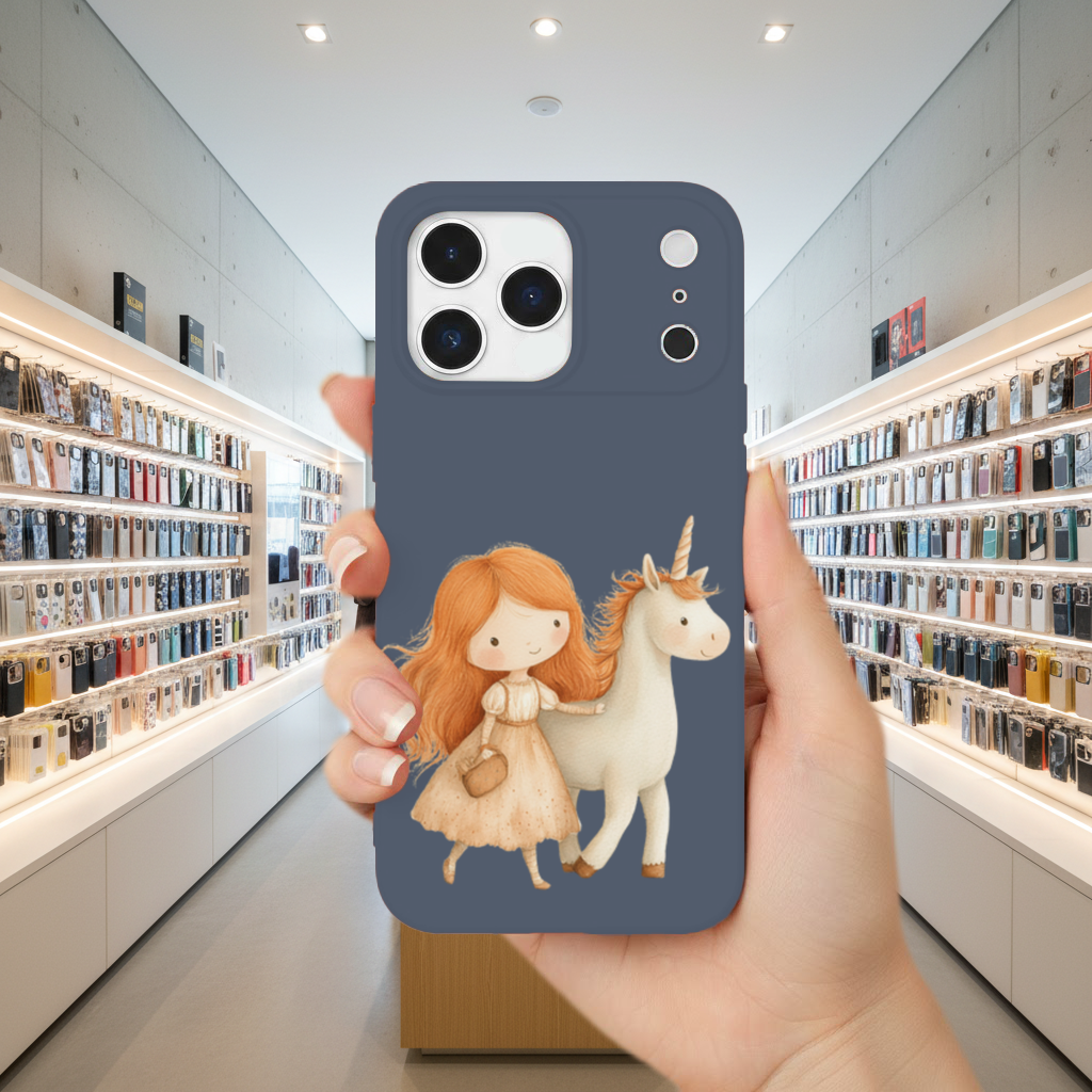 Ginger Girl with Whimsical White Unicorn iPhone 17 Pro Max Case