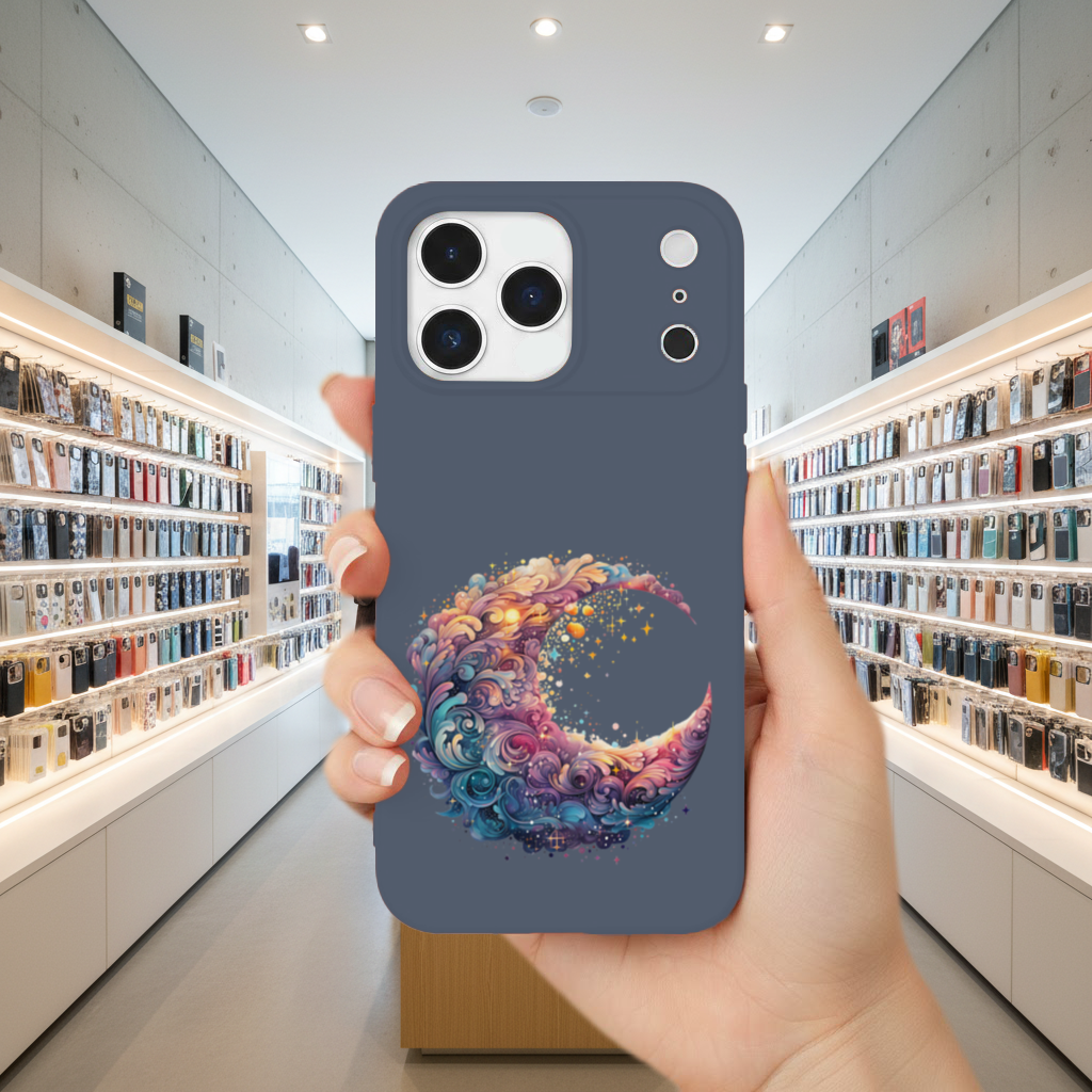 Colorful Swirled Celestial Moon iPhone 17 Pro Max Case