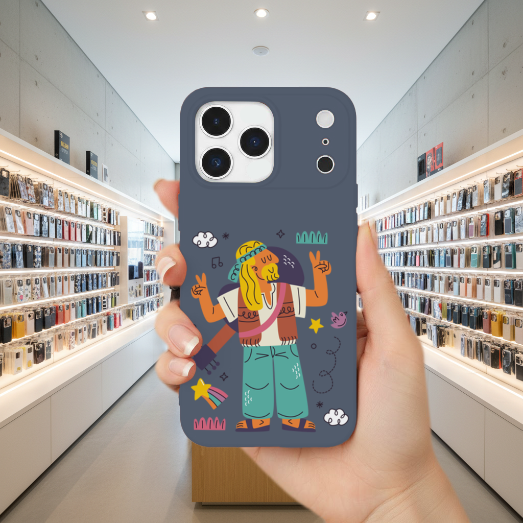Retro Hippie Character iPhone 17 Pro Max Case