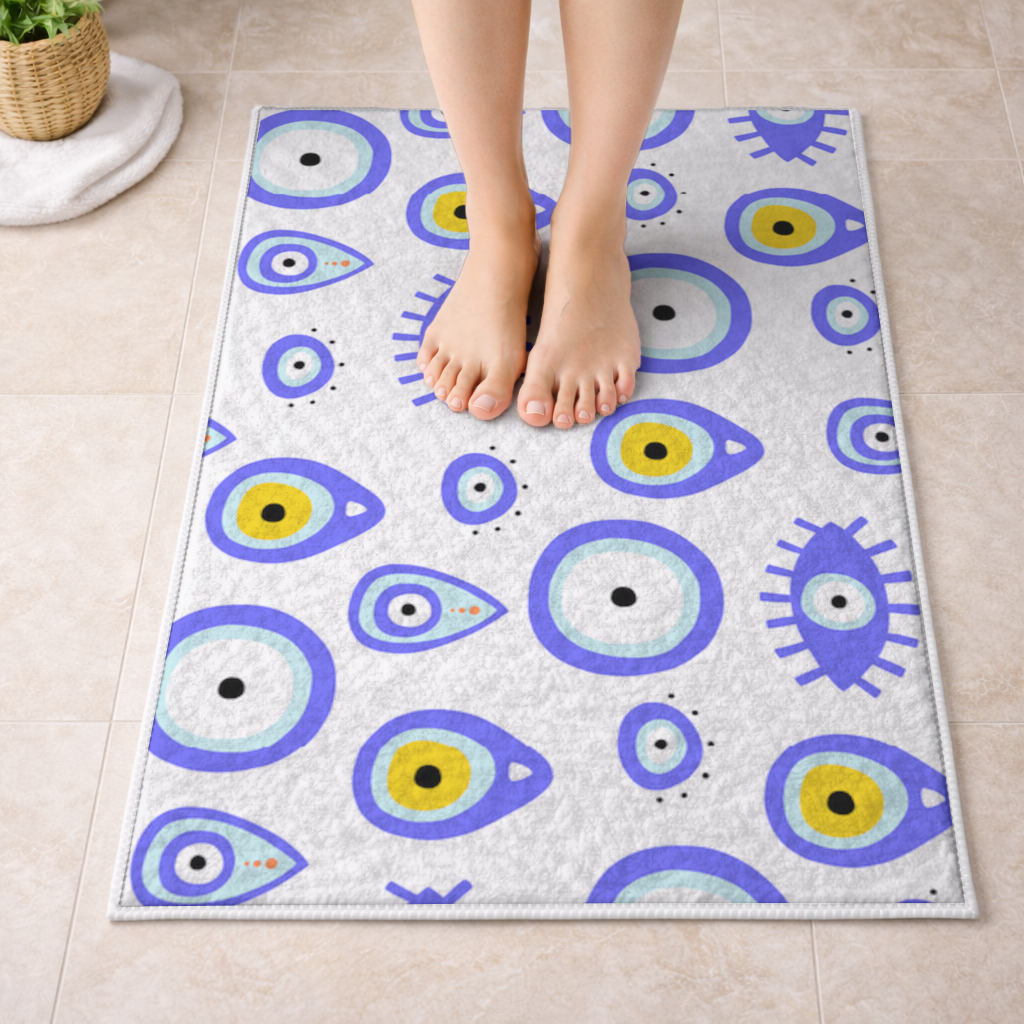 Nazar Boncuğu Göz Deseni Banyo Halısı