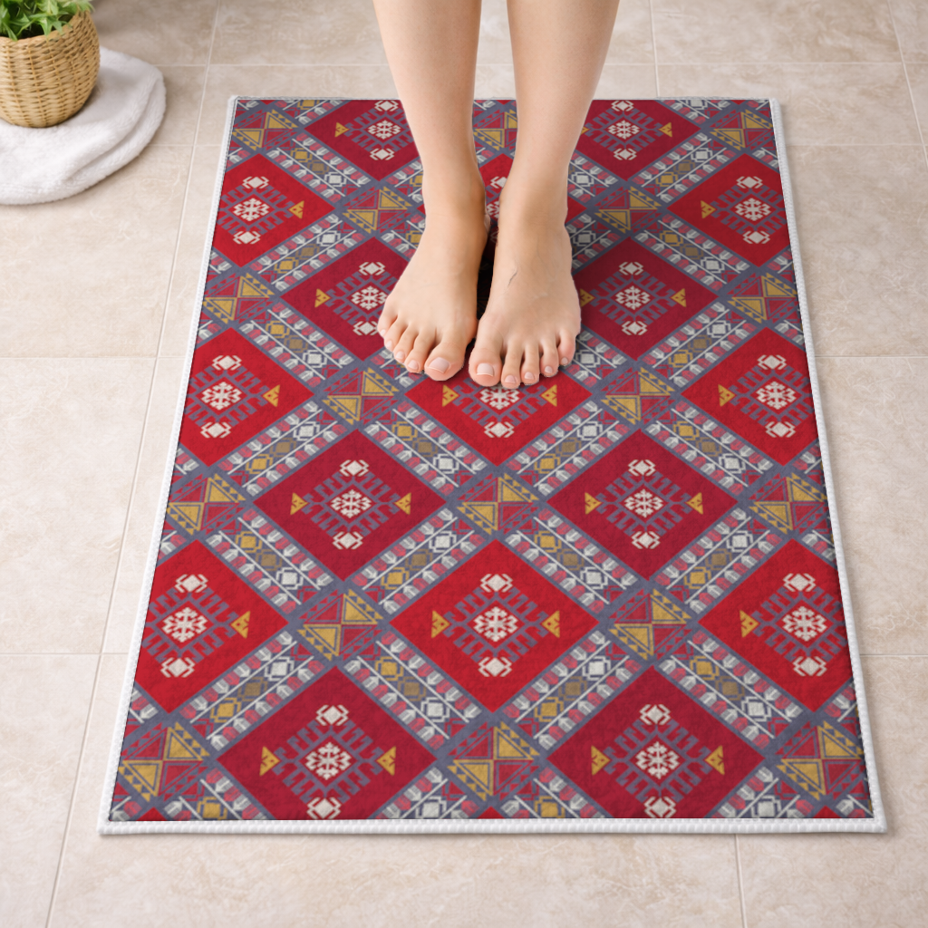 Traditional Kilim Pattern Motif Bath Mat