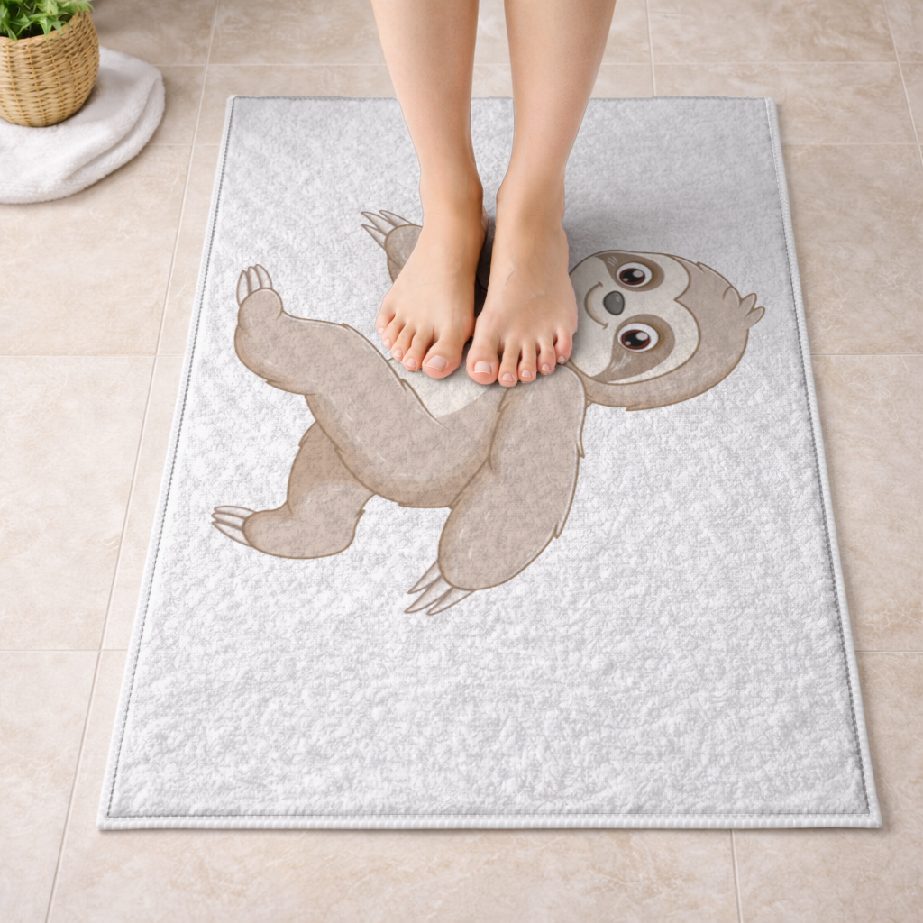 Cute Joyful Walking Sloth Bath Mat
