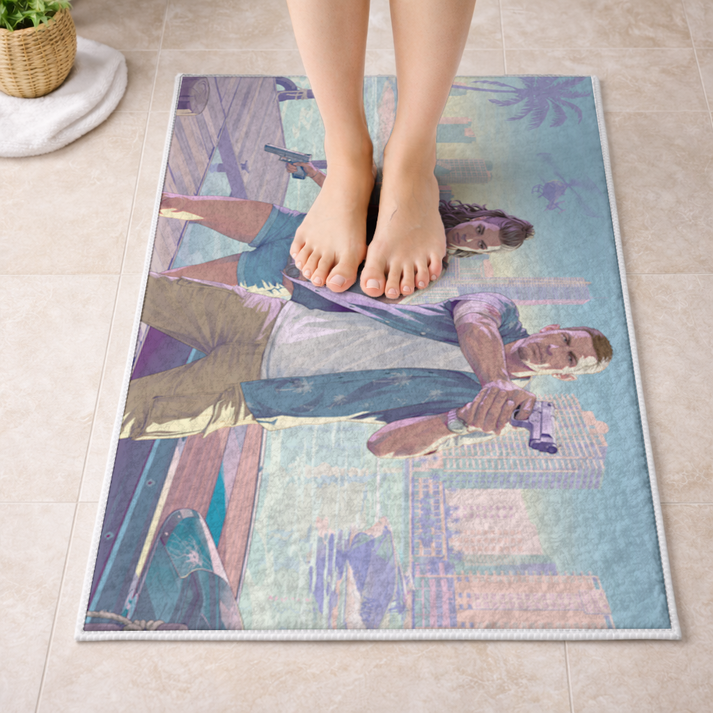 Vice City Showdown Tropical Heist Duo Bath Mat