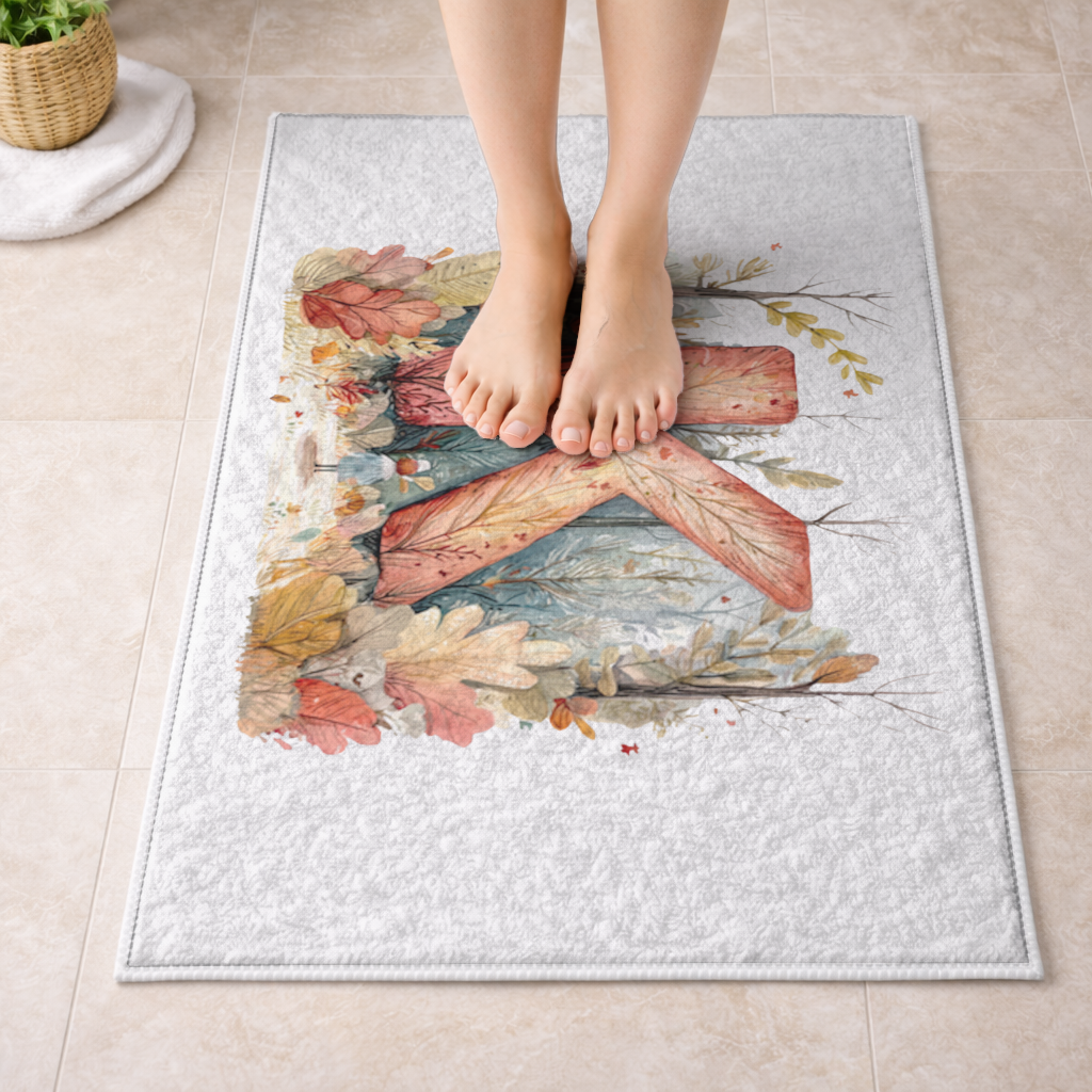 Autumn Forest Letter K Bath Mat
