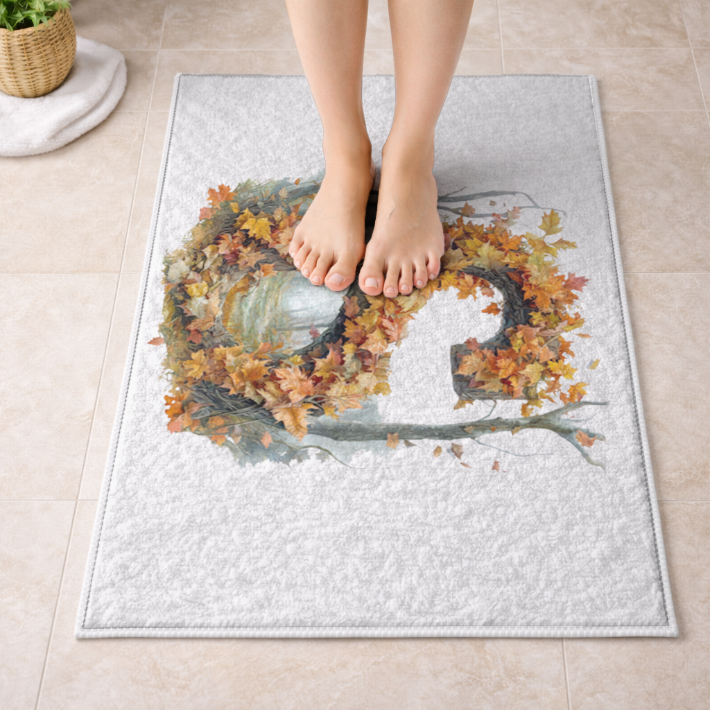Autumn Maple Leaf Letter S Bath Mat