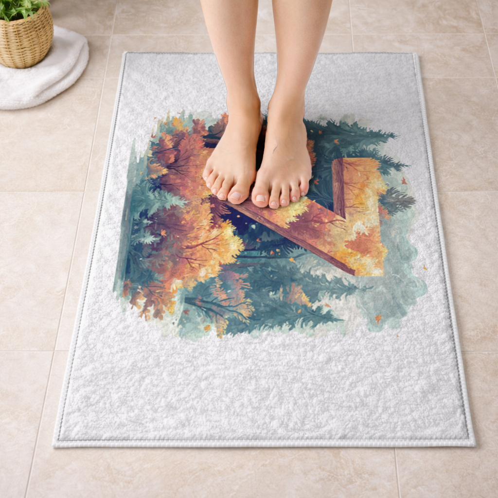 Autumn Leaf Forest Letter Z Bath Mat
