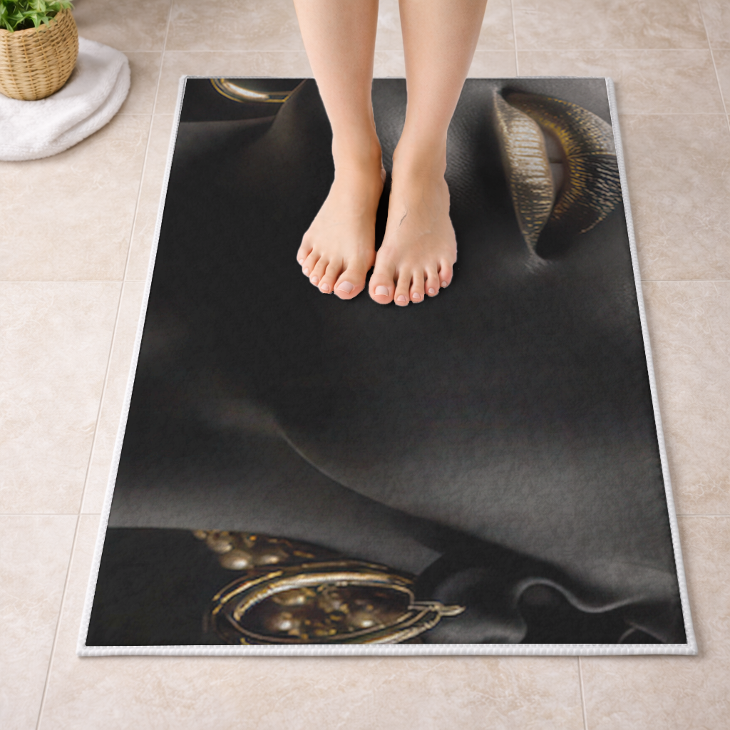 Gold Afrofuturistic Black Woman Bath Mat