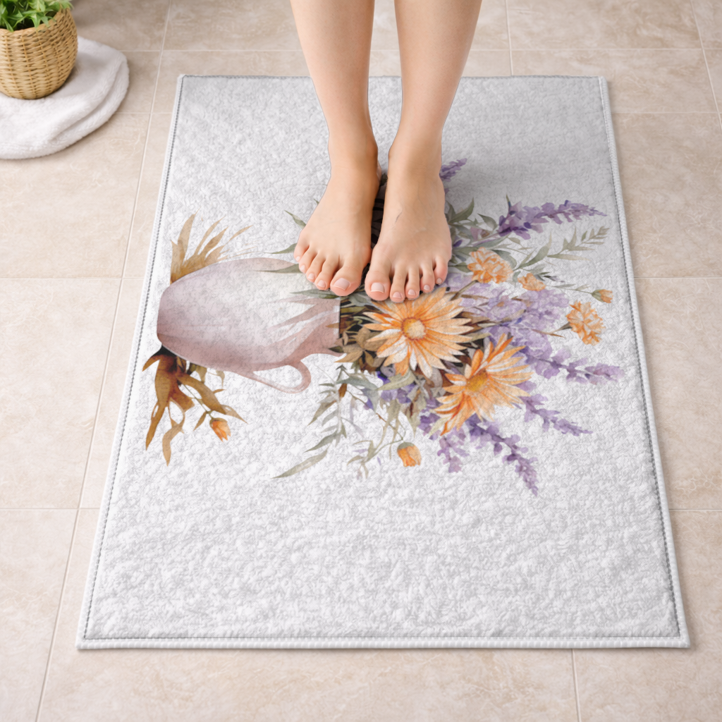 Cottagecore Wildflower Pitcher Bath Mat