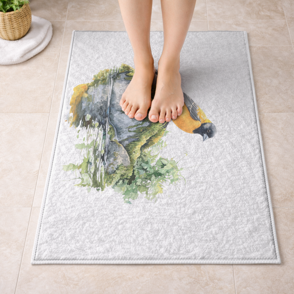 Orange Baltimore Oriole Bird Bath Mat