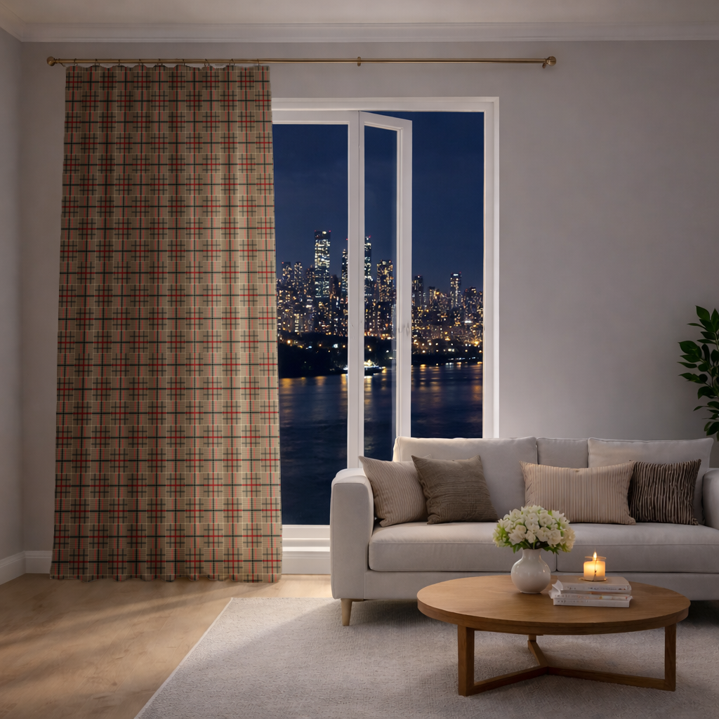 Red Black Geometric Tribal Pattern Drapes