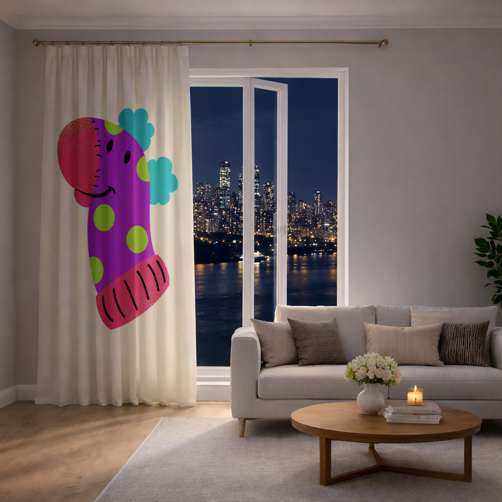 Cute Colorful Dinosaur Illustration Drapes
