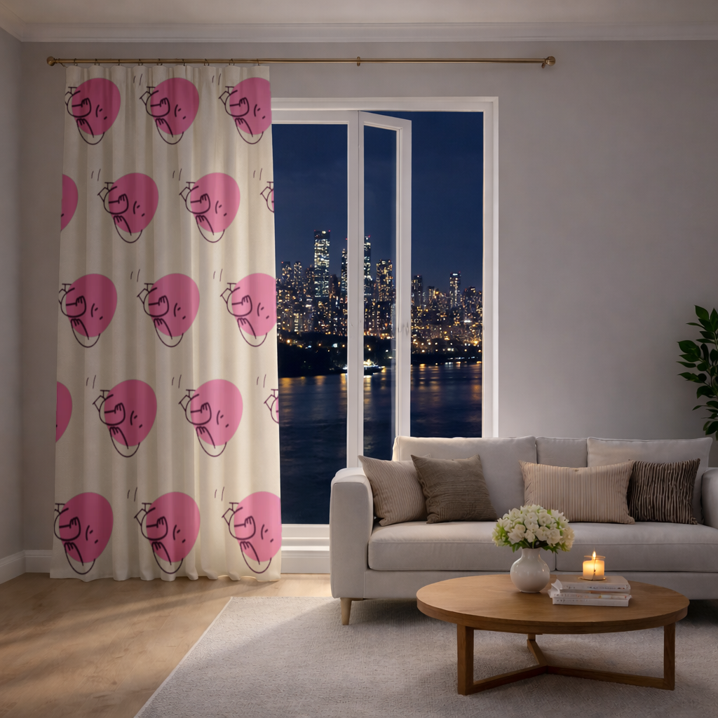 Cute Pink Lying Character Illustration Drapes