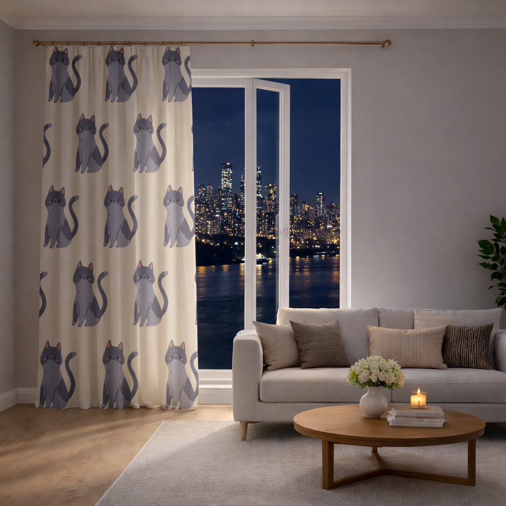 Gri kedi Drapes