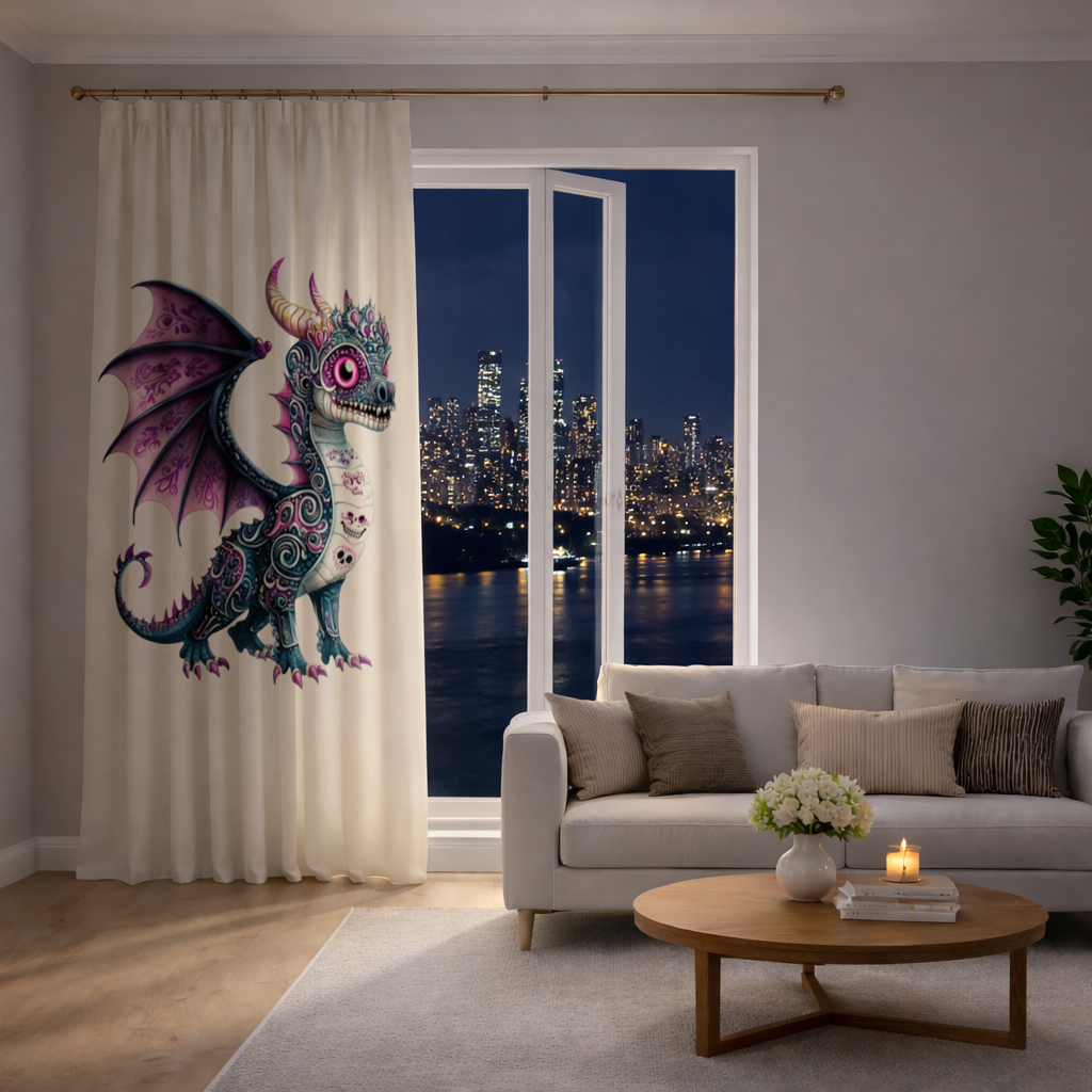 Purple Sugar Skull Dragon Drapes