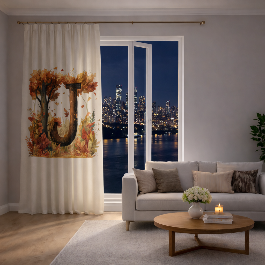 Fall Leaves Wooden Letter J Drapes