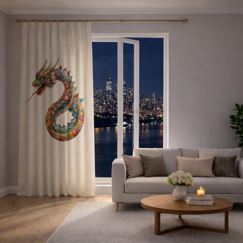 Colorful Mosaic Chinese Dragon Drapes