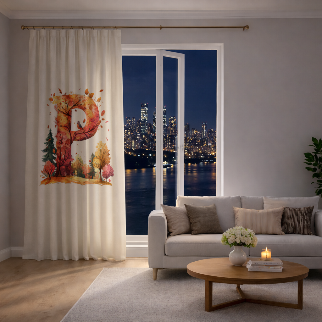 Autumn Forest Letter P with Bird Drapes